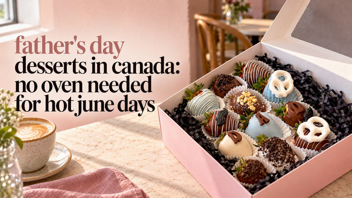 Father's Day chocolate berries on café table