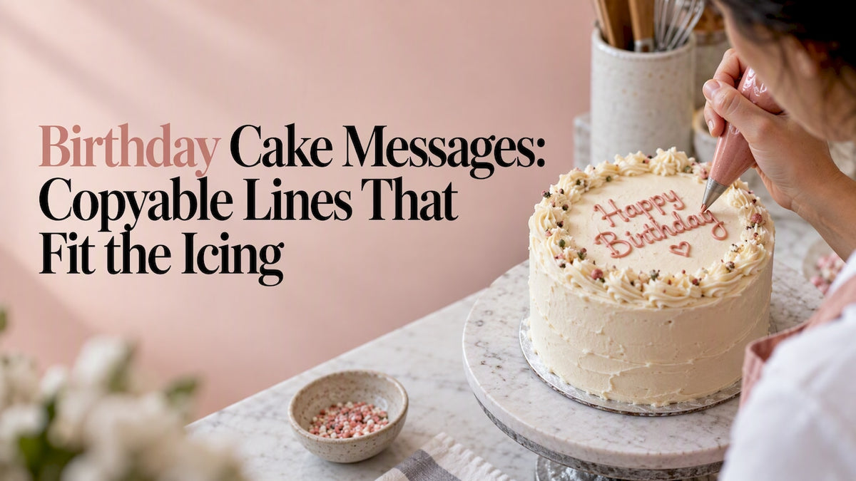 Baker piping a message onto birthday cake