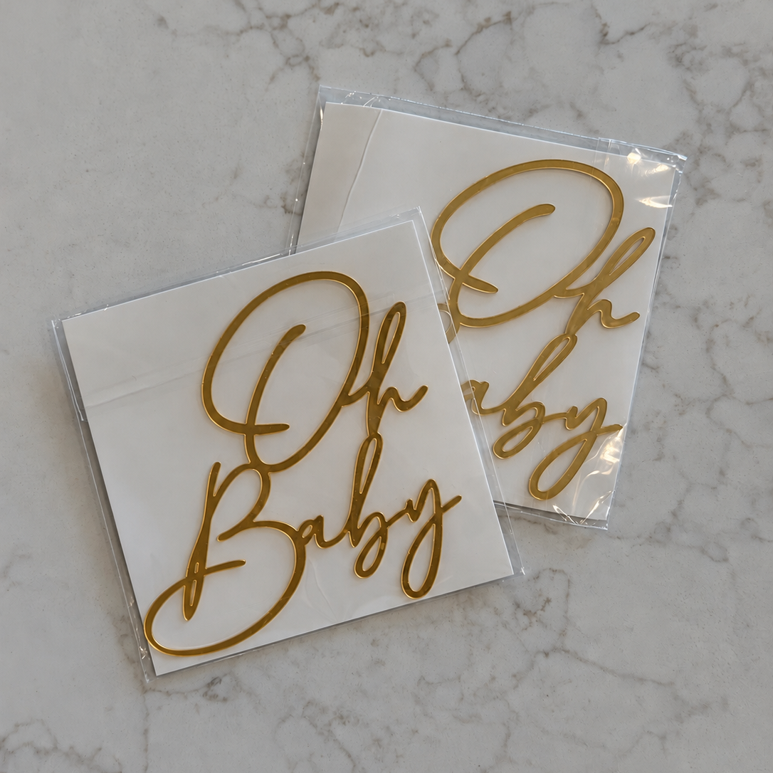 gold acrylic 'oh baby' cake toppers